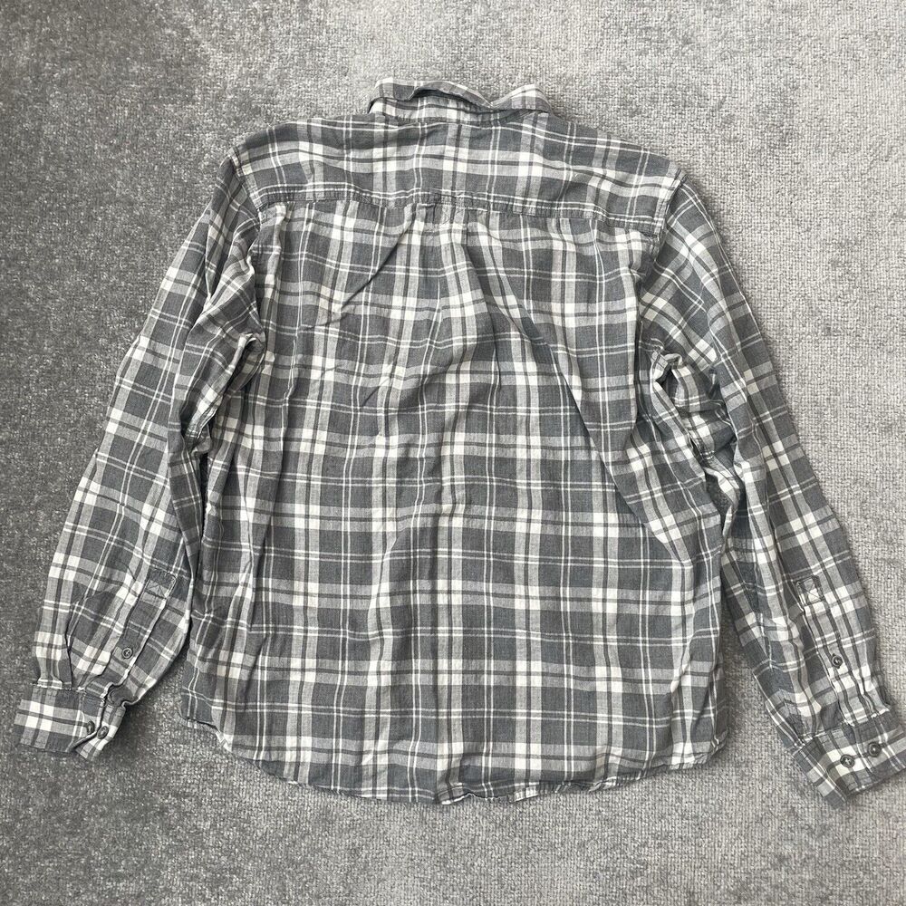 Eddie Bauer Shirt Mens Large Grey White Plaid Casual Button Up Classic Fit - Picture 7 of 7